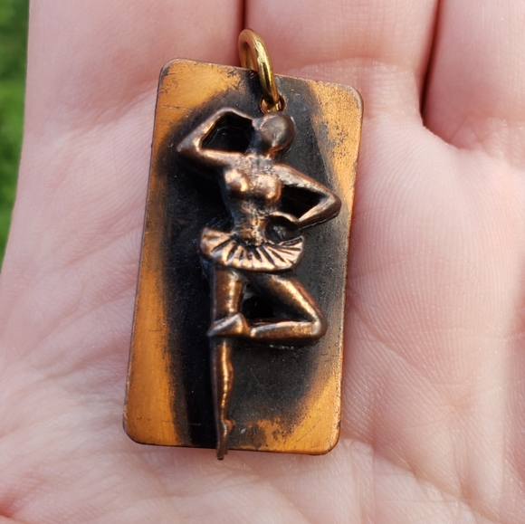 Copper Rectangle Ballet Dancer Pendant - Picture 2 of 3
